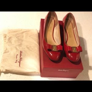Authentic Ferragamo Vara Patent Leather Heel